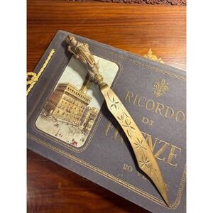 Antique Art Nouveau Letter Opener - Brass Figural Woman 9.5"